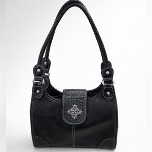 Black Women's Shoulder Bag with Decorative Accent